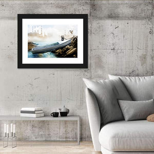 Boat On Dry Lake Bed Wall Art