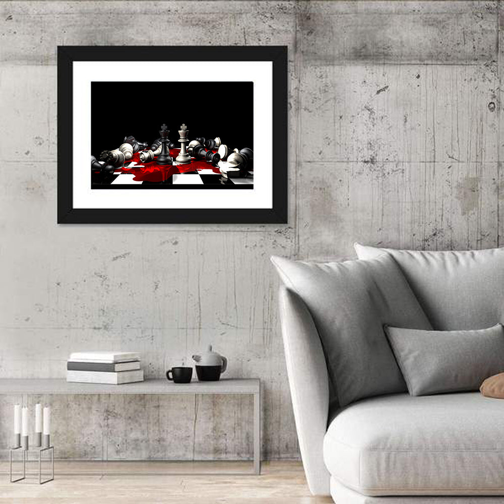 Two Kings on Black Chessboard Wall Art
