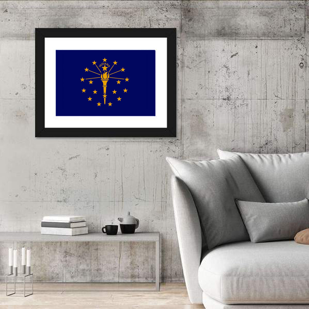 Indiana State Flag Graphic Wall Art in a room, landscape