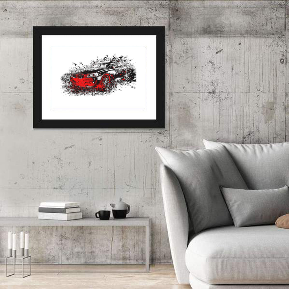 Modern Car Abstract Wall Art in a room, landscape