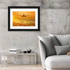 Las Vegas Sunset Plane Landing Wall Art