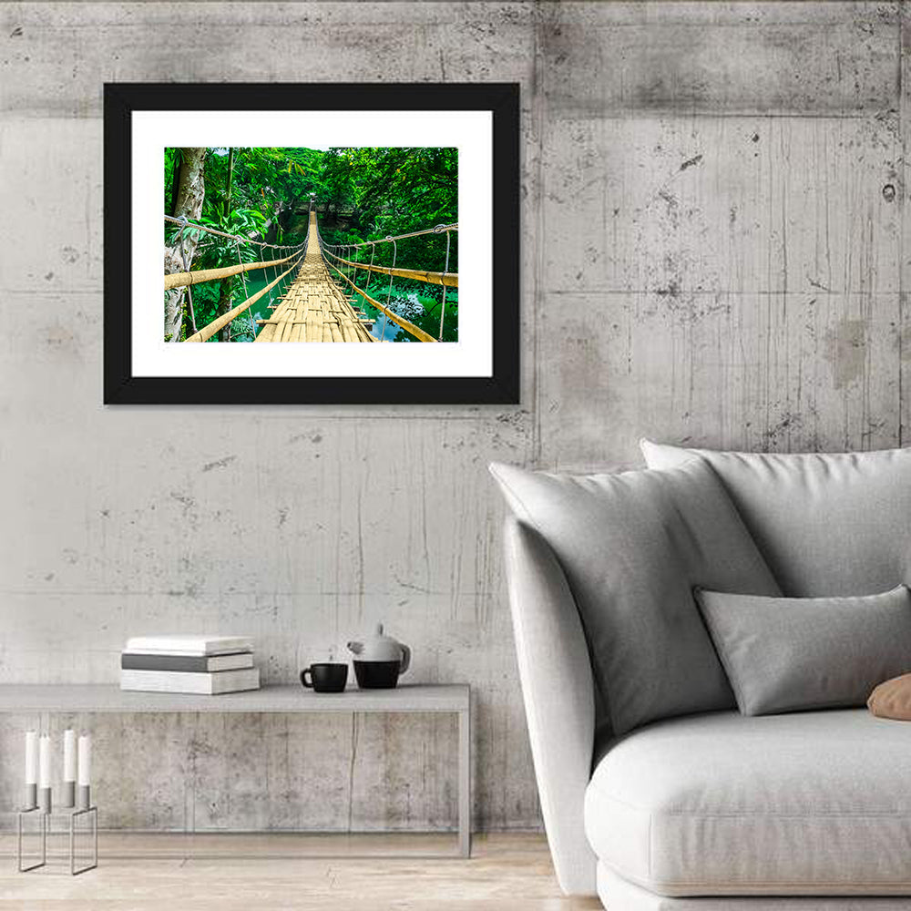 Bamboo Pedestrian Bridge Wall Art in a room, landscape