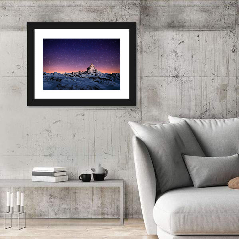 Matterhorn Nightscape Wall Art in a room, landscape