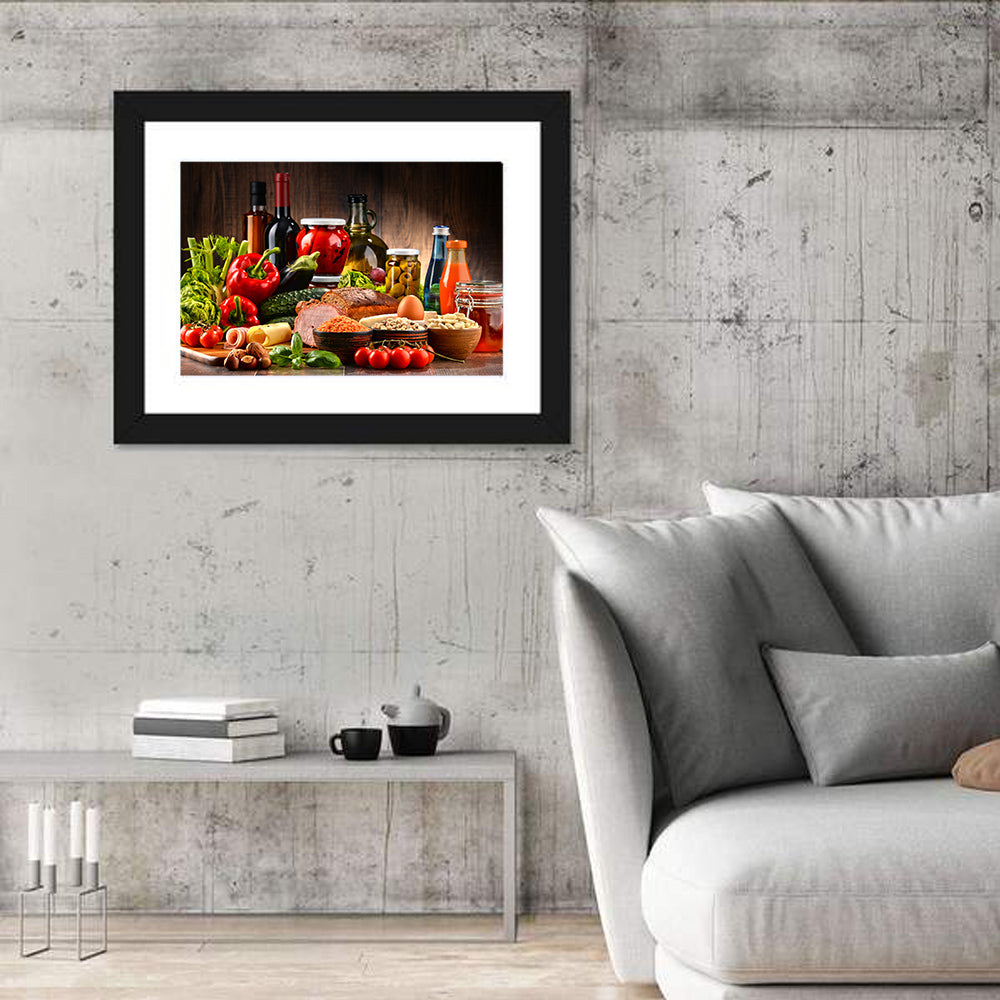 Rustic Organic Market Still Life Wall Art in a room, landscape