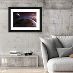 Earth and Moon Over Nebula Wall Art