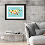Illustrated Fruit World Map Wall Art