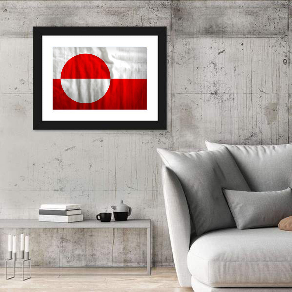 Greenland Flag Wall Art in a room, landscape