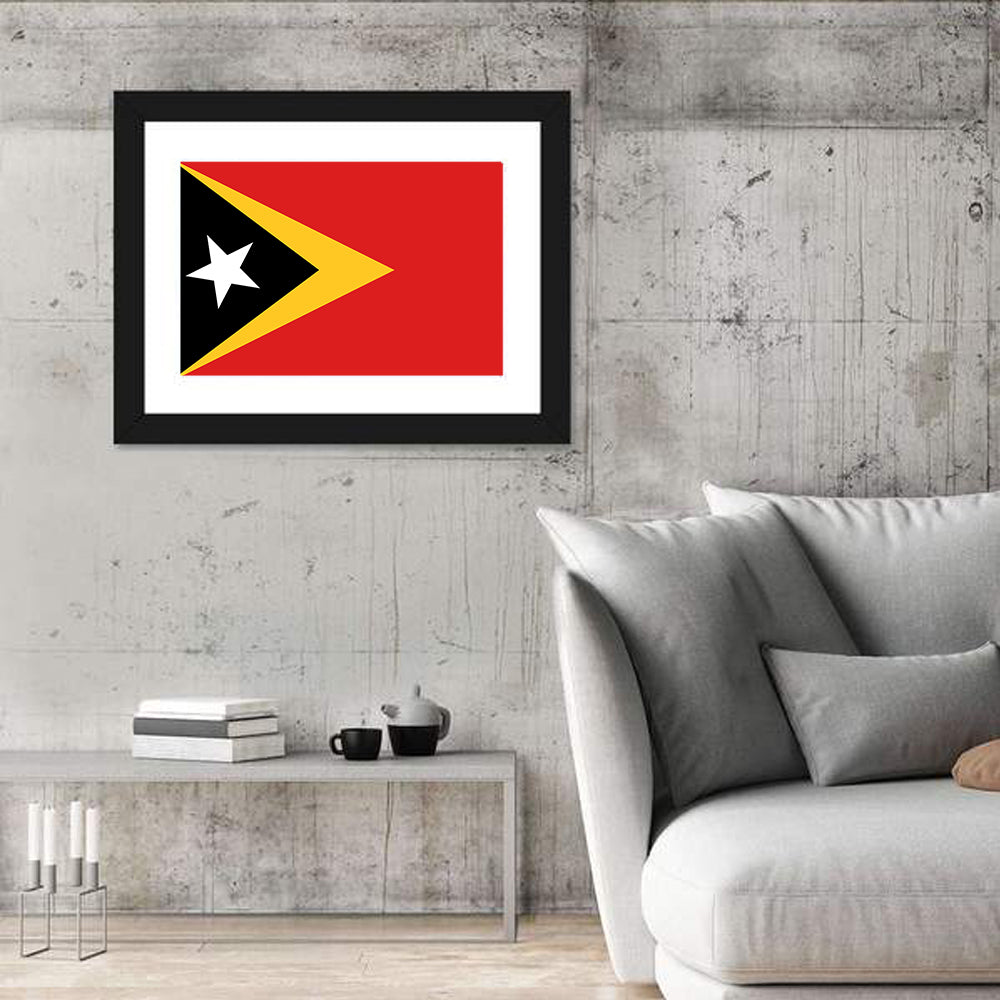 Timor-leste National Flag Wall Art in a room, landscape