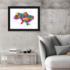 Colorful Ukraine Map Wall Art