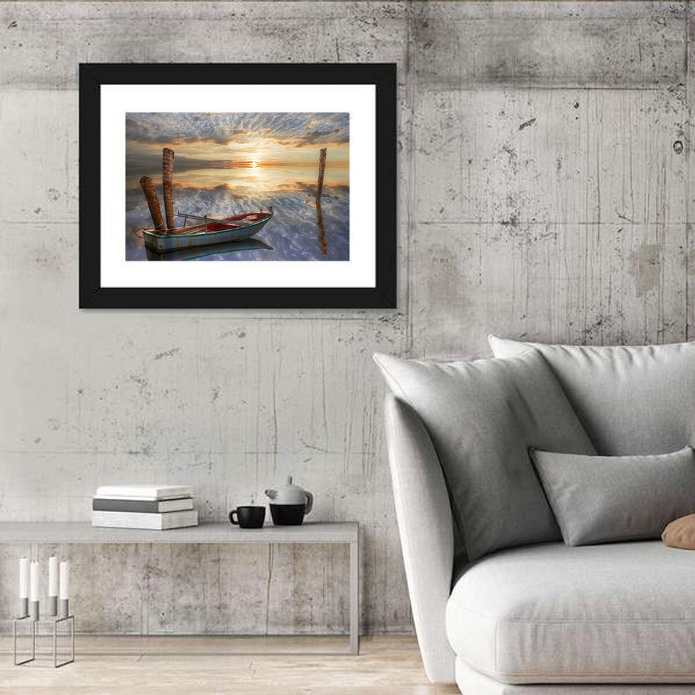 Weathered Rowboat at Sunset Wall Art