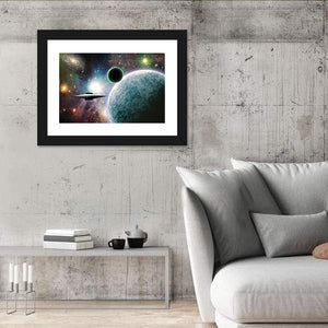 Space Craft Near Planet Wall Art