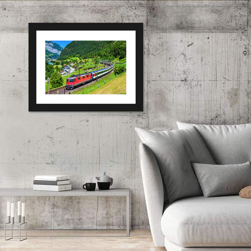 Gotthard Railway Tunnel Wall Art in a room, landscape