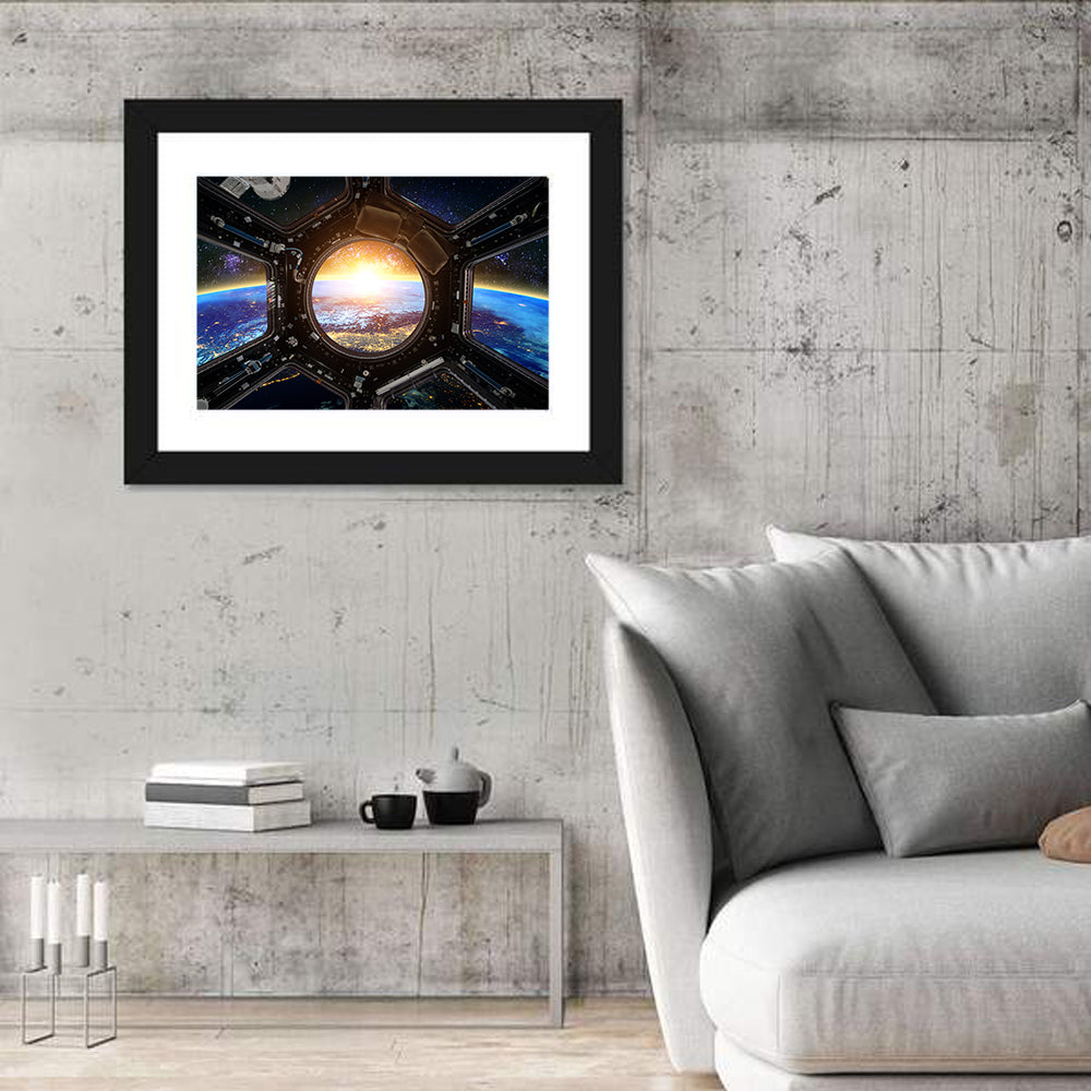 Earthrise Through Spacecraft Window Wall Art