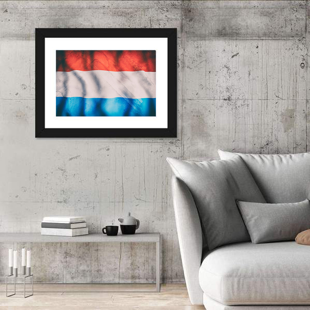 Luxembourg Flag Wall Art in a room, landscape
