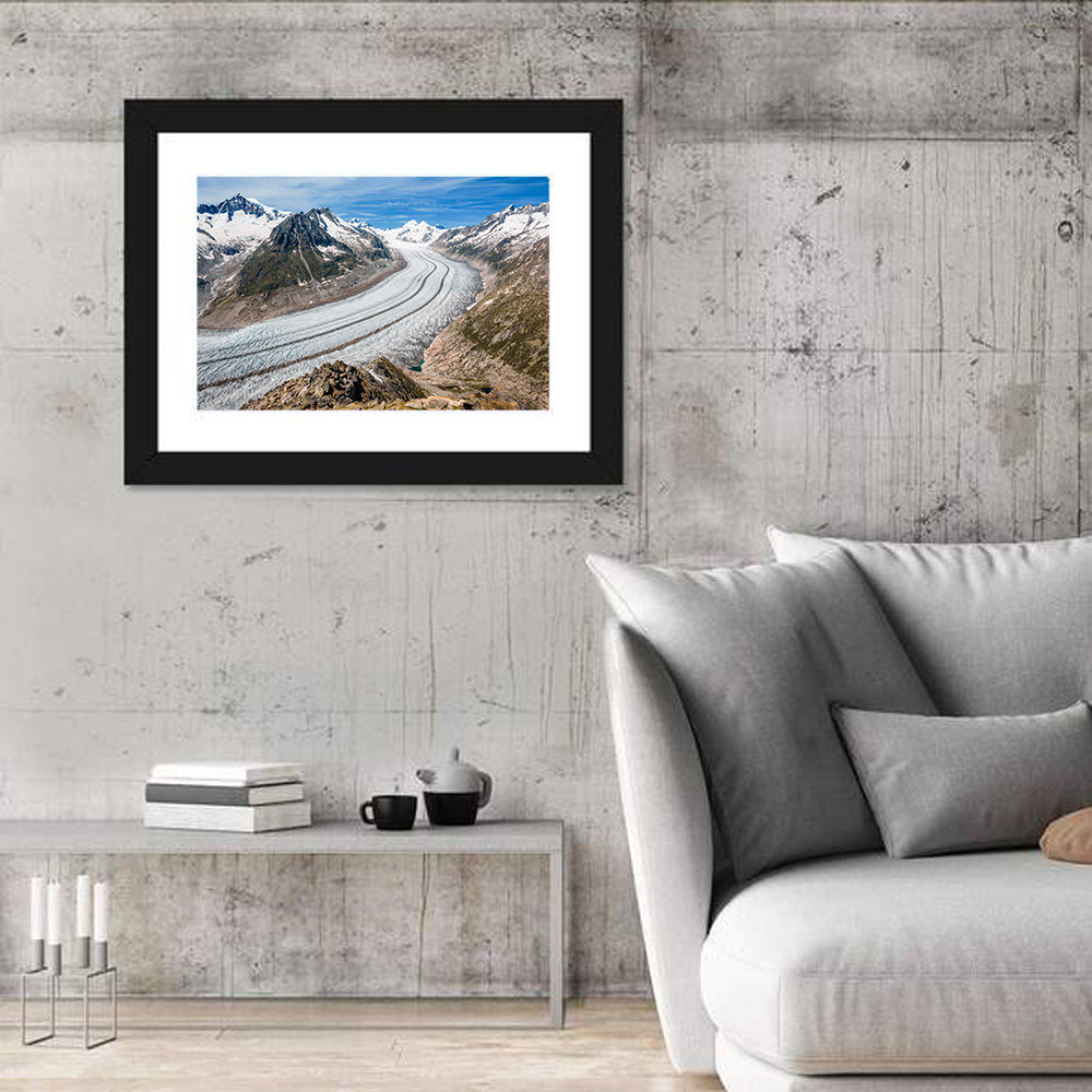 Aletsch Glacier Valley Wall Art in a room, landscape