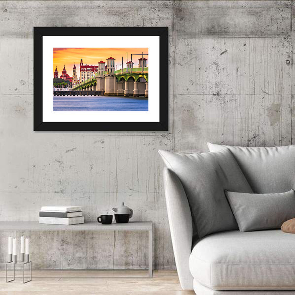 Saint Augustine Bridge of Lions at Dusk Wall Art in a room, landscape