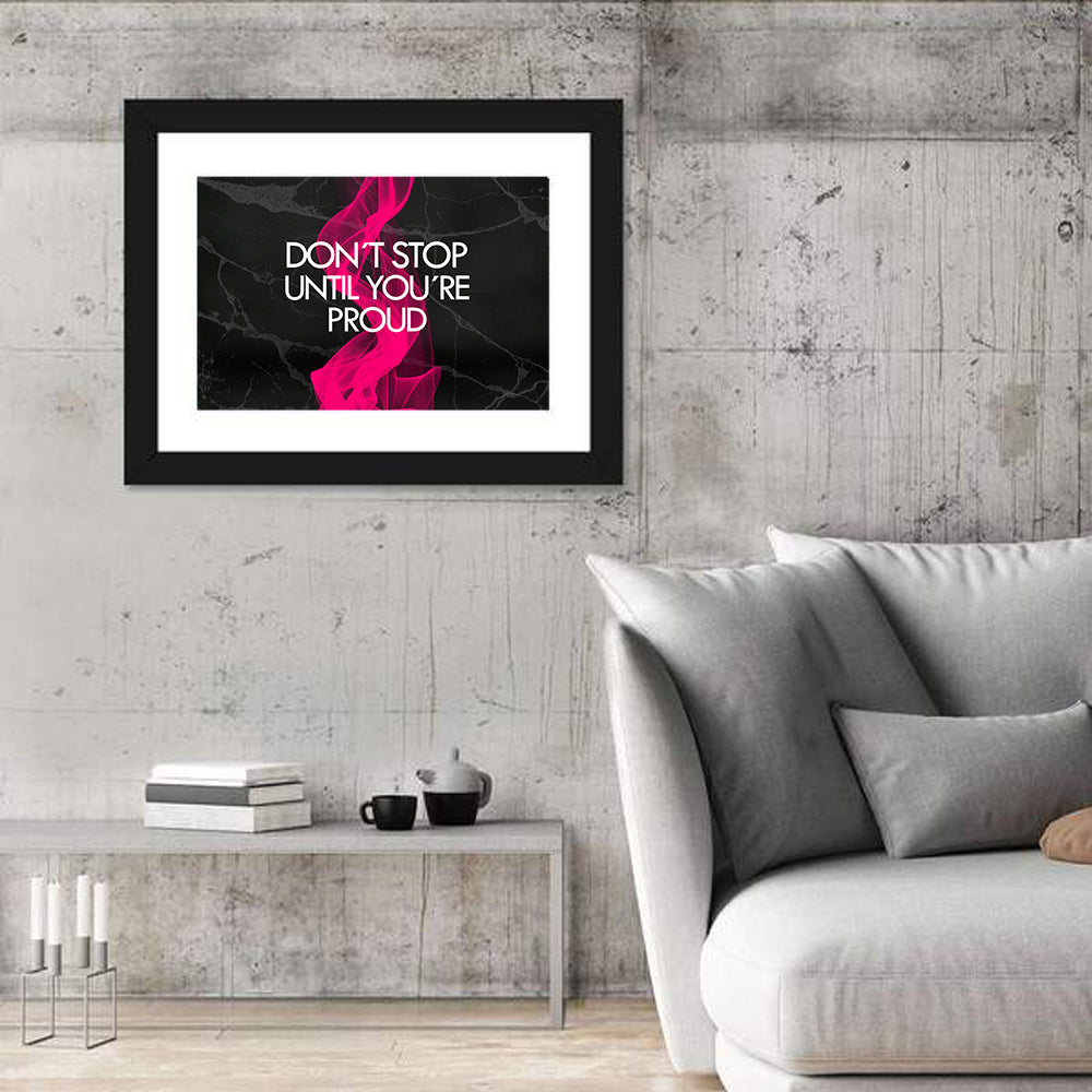 Fitness Quote on Black Marble Wall Art in a room, landscape