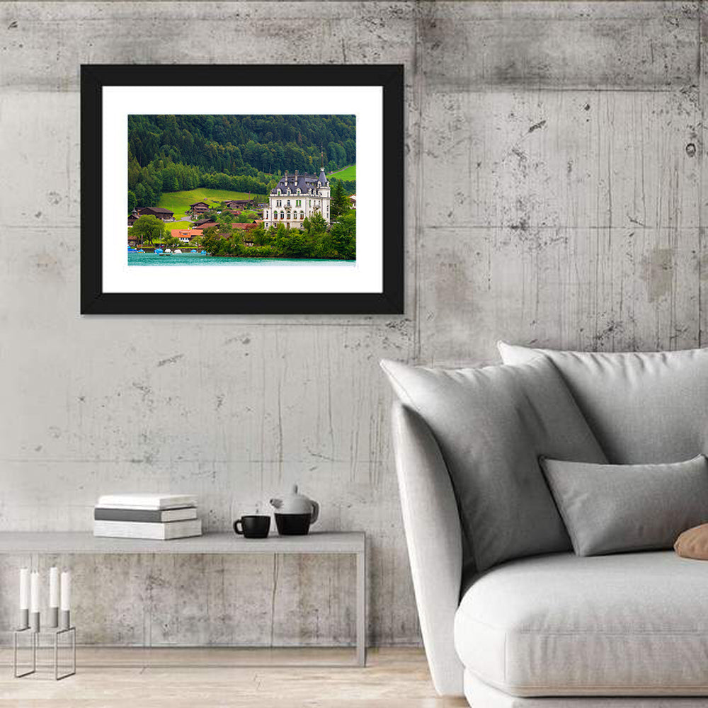 Mansion on Lake Brienz Wall Art in a room, landscape