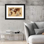 Vintage Nautical World Map Wall Art