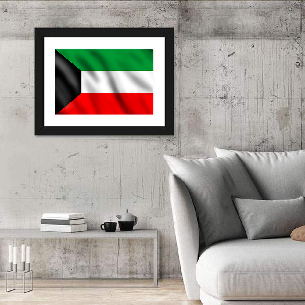 Flag of Kuwait Wall Art in a room, landscape