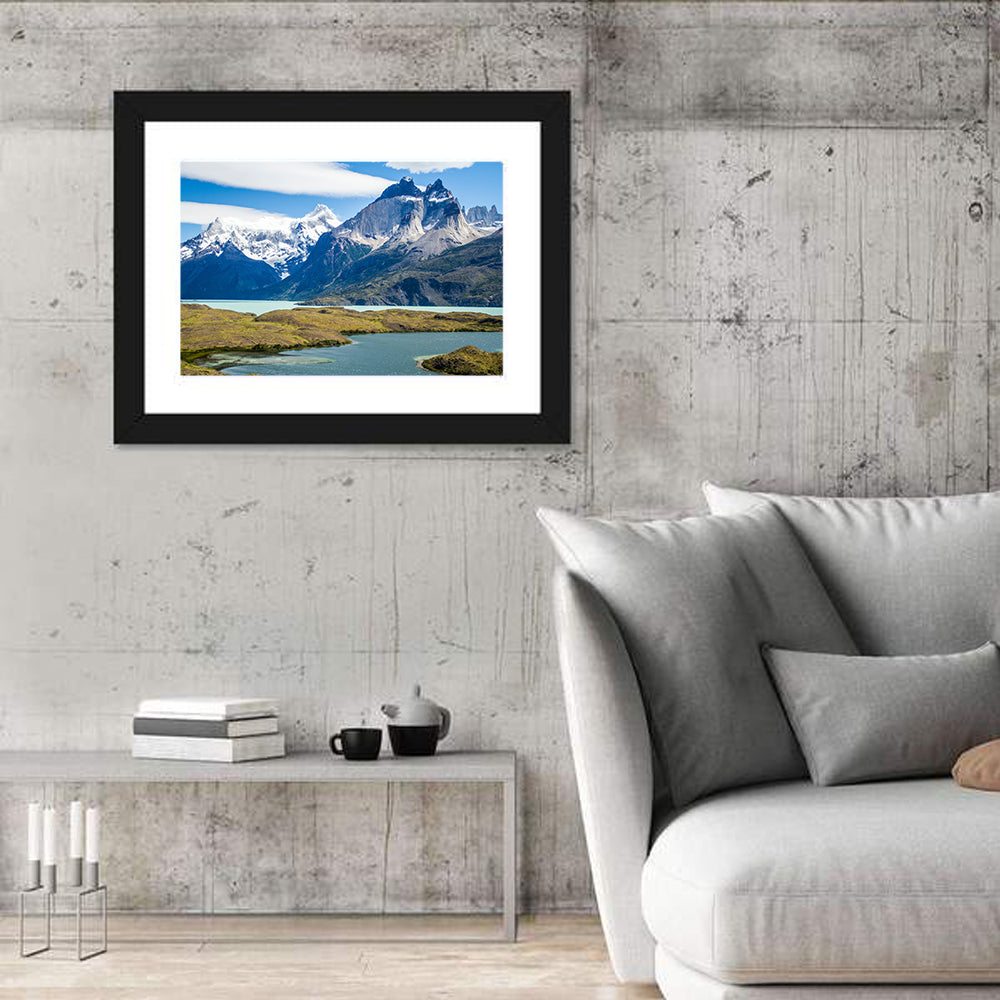 Torres Del Paine Landscape Wall Art in a room, landscape