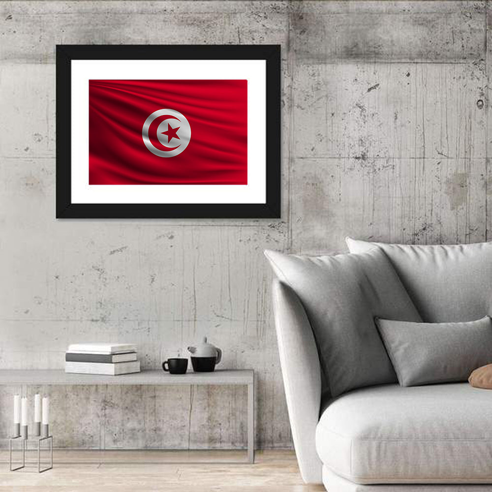 Tunisia Flag with Crescent and Star Wall Art