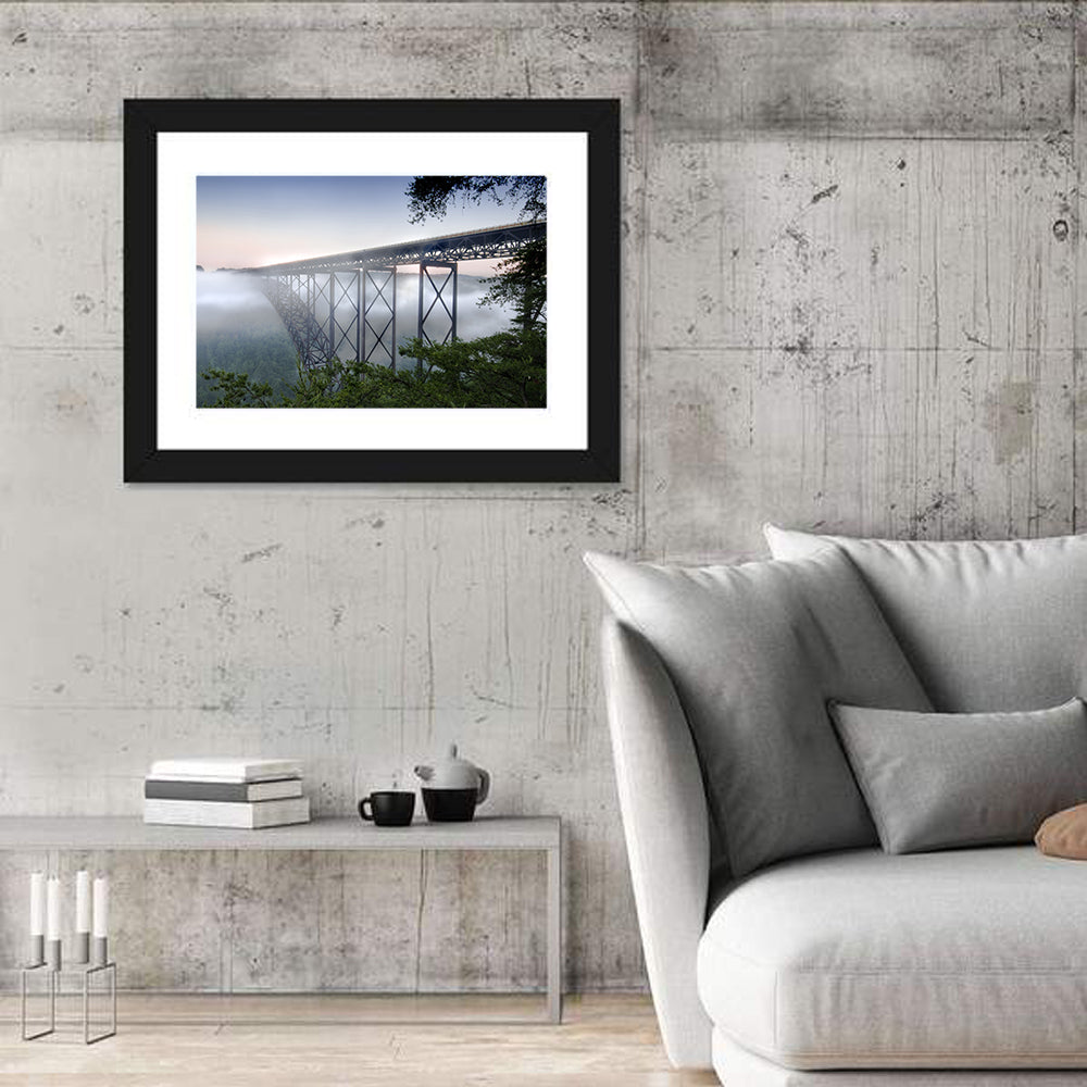New River Gorge Bridge at Dusk Wall Art in a room, landscape