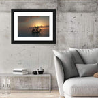 Schooner Silhouette at Sunset Wall Art