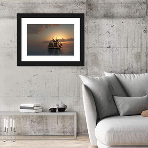 Schooner Ship Sunset Wall Art