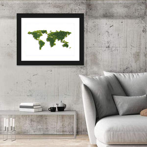 Green Trees World Map Wall Art