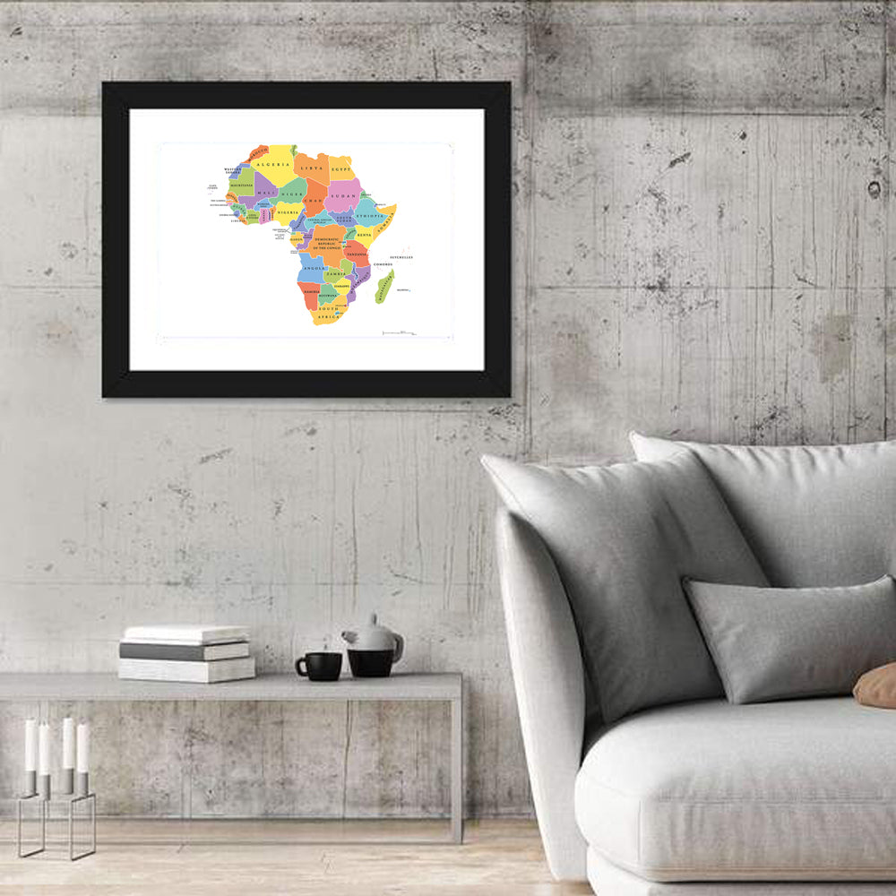 Colorful Africa Political Map Wall Art