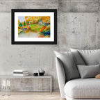 Golden Autumn Pond Landscape Wall Art