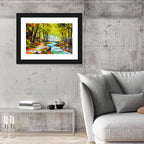 Winding Autumn Stream with Waterfall Wall Art