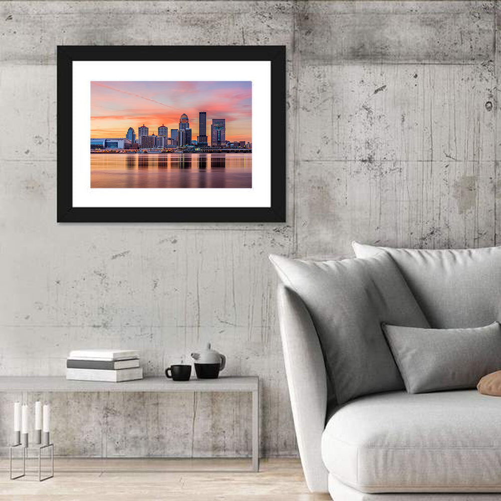Louisville Skyline at Sunset Wall Art in a room, landscape