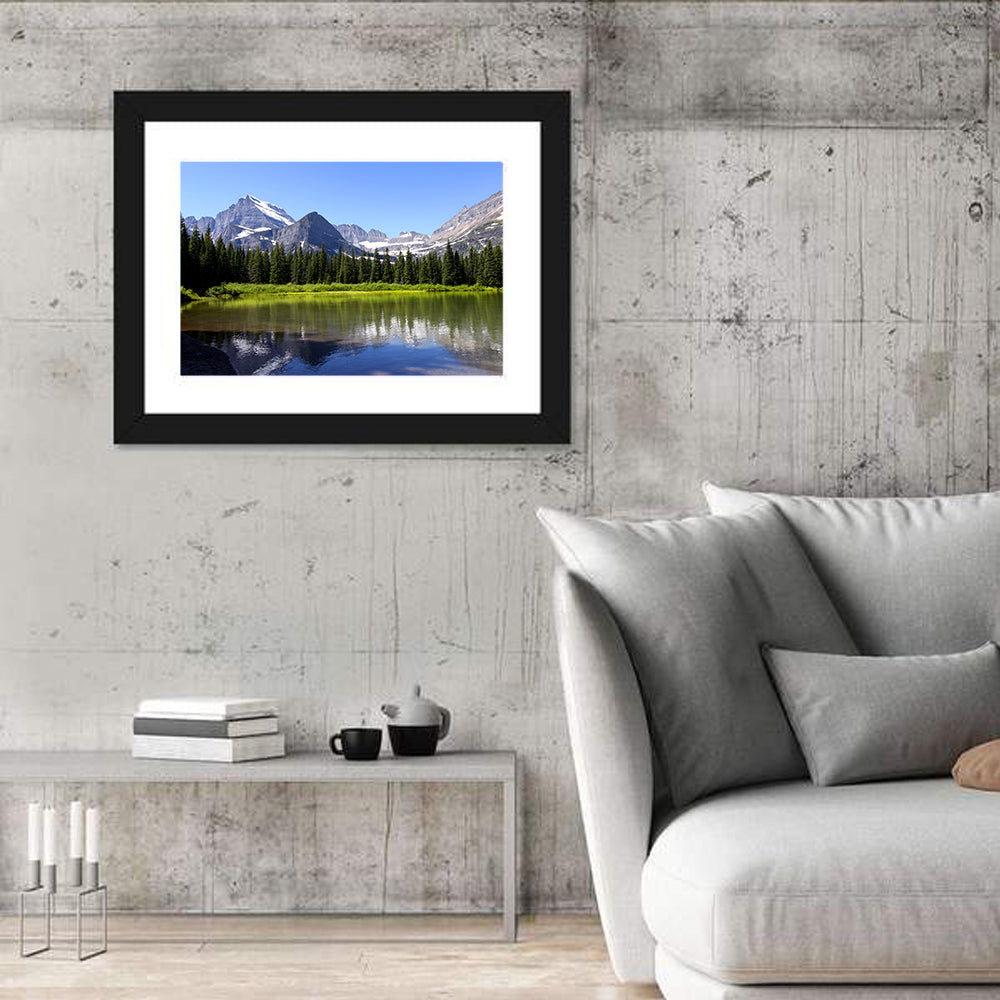 Swift Current Lake Reflection Wall Art in a room, landscape