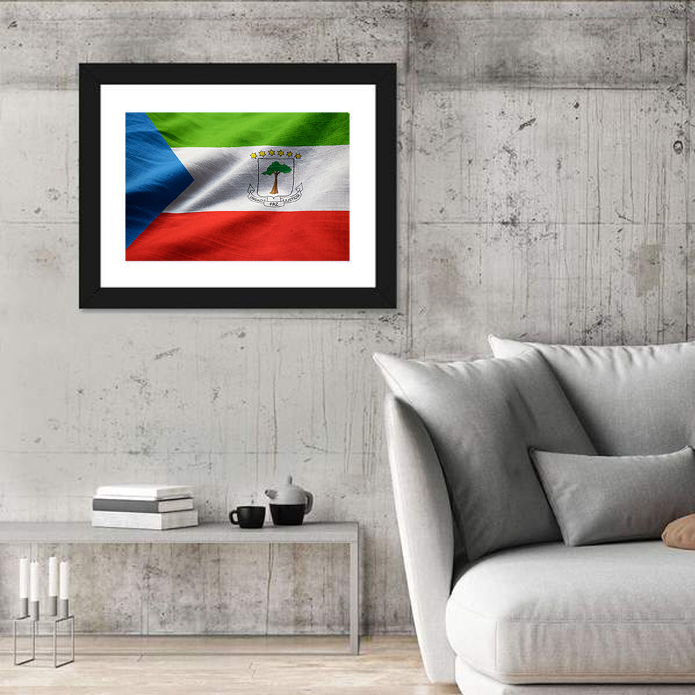 Equatorial Guinea Flag Wall Art in a room, landscape