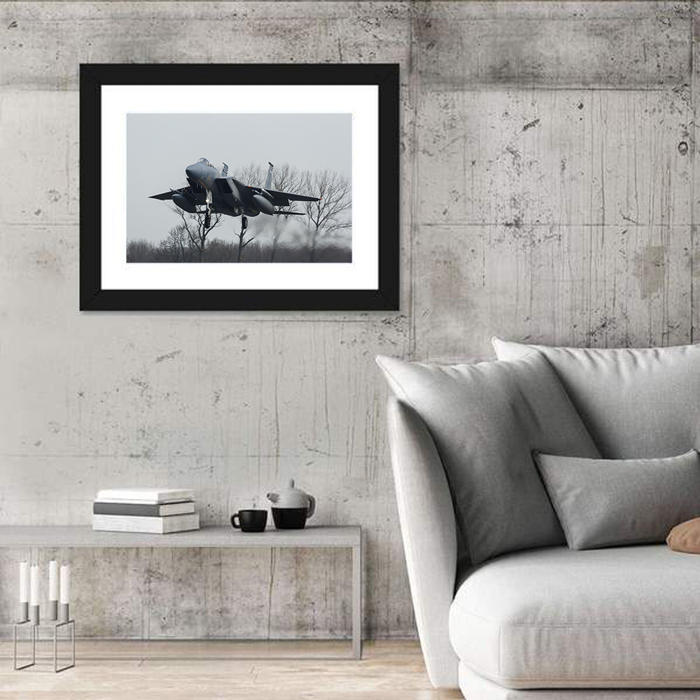 Usaf F-15 Eagle Landing Approach Wall Art in a room, landscape