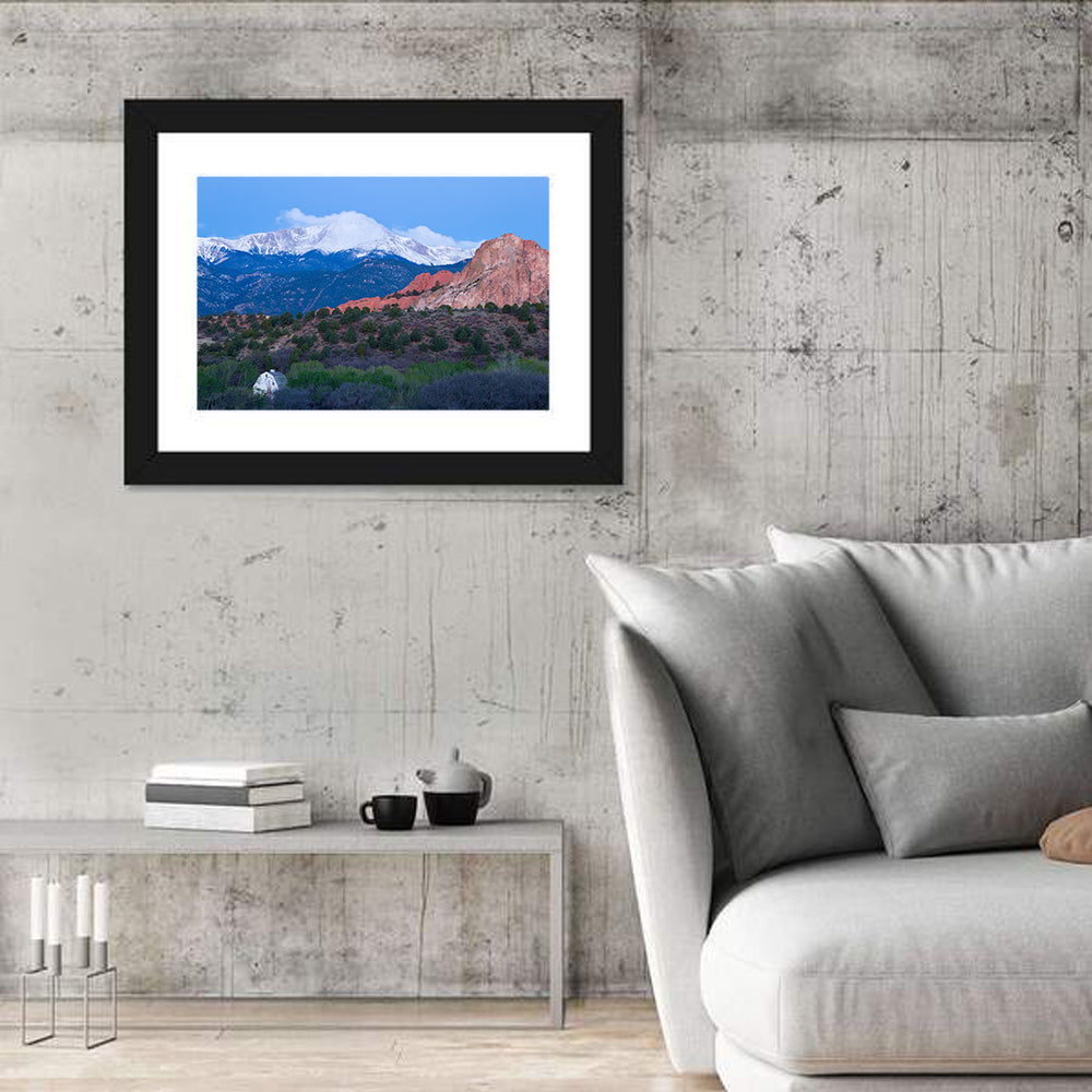 Pikes Peak Mountain Wall Art in a room, landscape