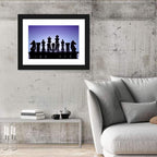 Blue Backlit Chess Pieces Wall Art