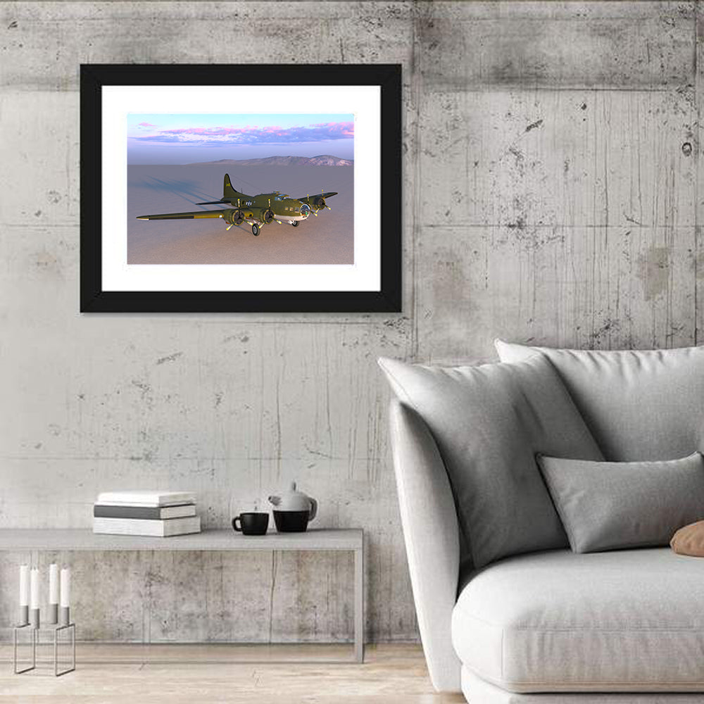 US Four-engine Propeller Bomber Wall Art in a room, landscape