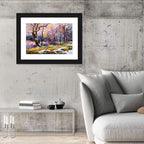 Autumn Lake with Pink Reflection Wall Art