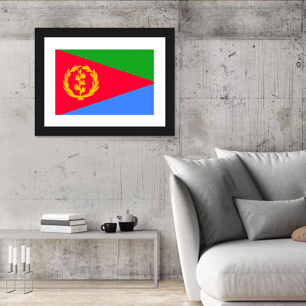 Eritrean National Flag Wall Art in a room, landscape