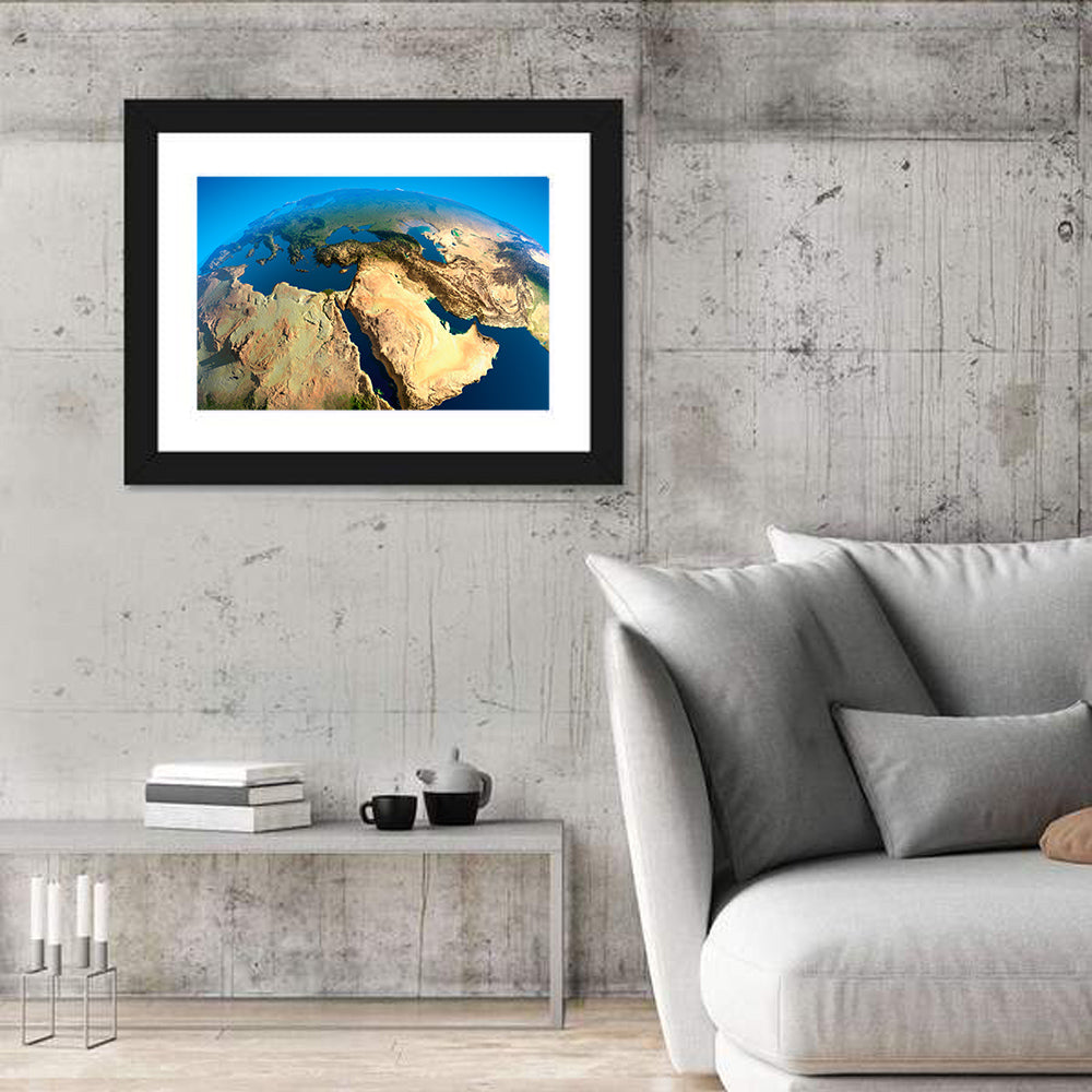 Satellite View of the Middle East Wall Art in a room, landscape