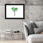 World Map Tree with Green Canopy Wall Art