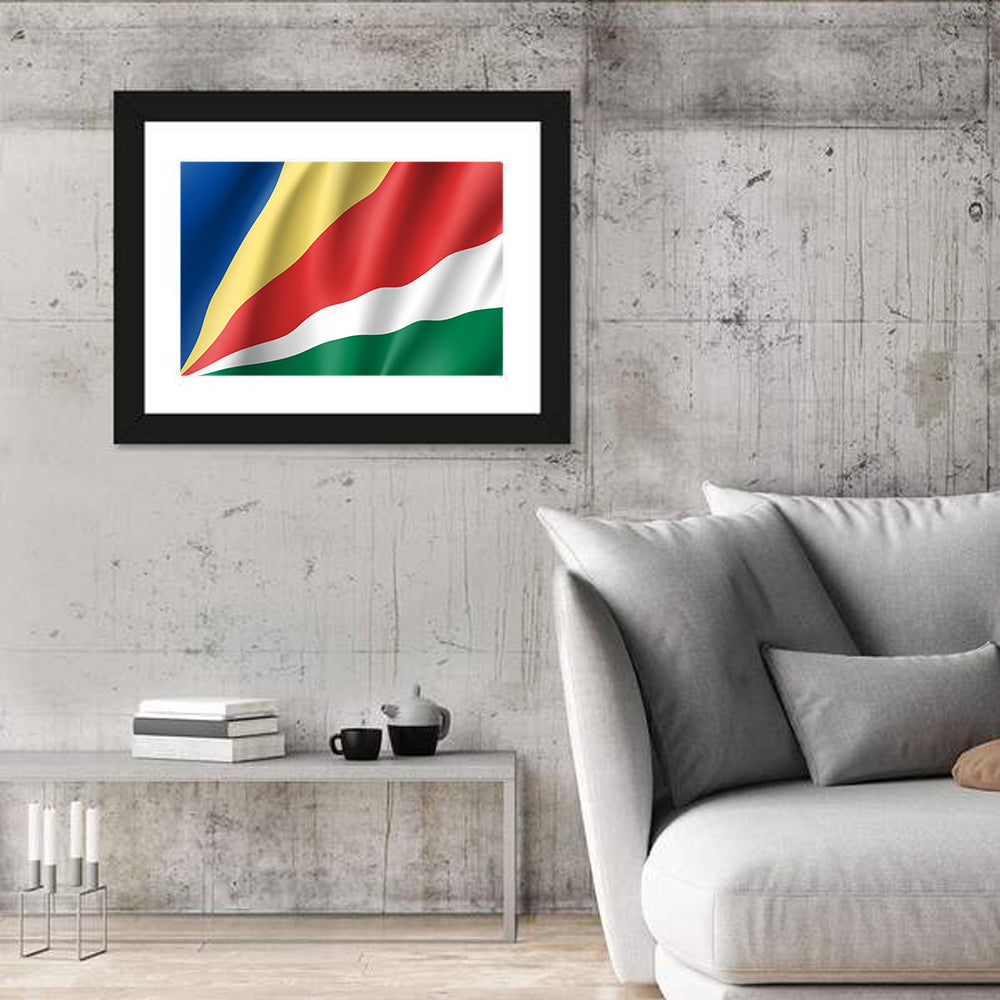 Seychelles Flag Wall Art in a room, landscape