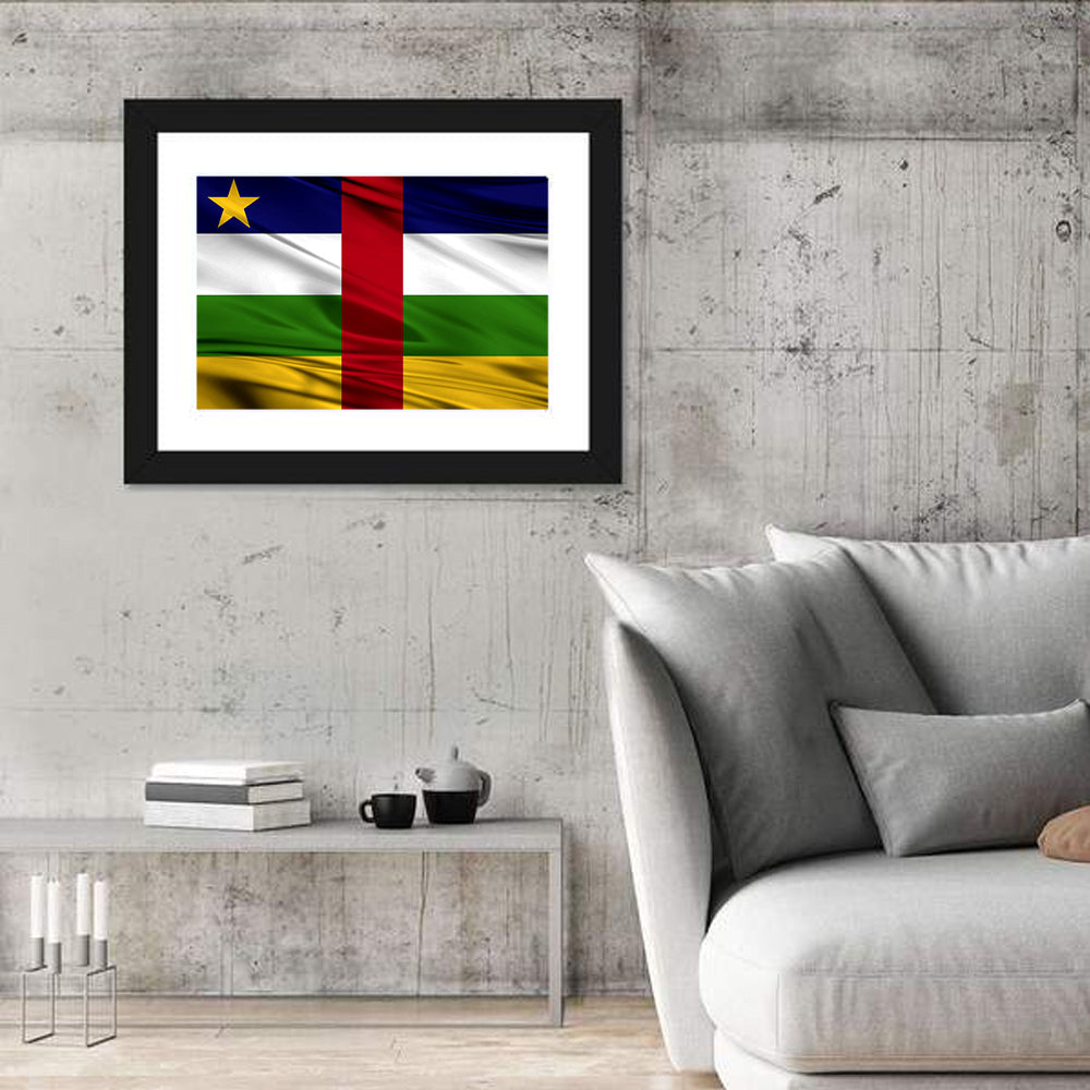 Central African Republic Flag Wall Art in a room, landscape