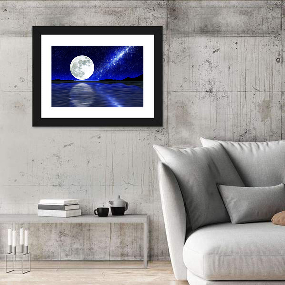 Moonlit Lake Reflection Wall Art