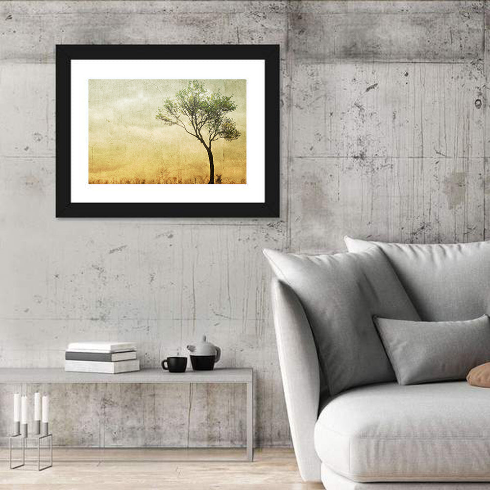 Surreal Tree with Cracked Paint Texture Wall Art
