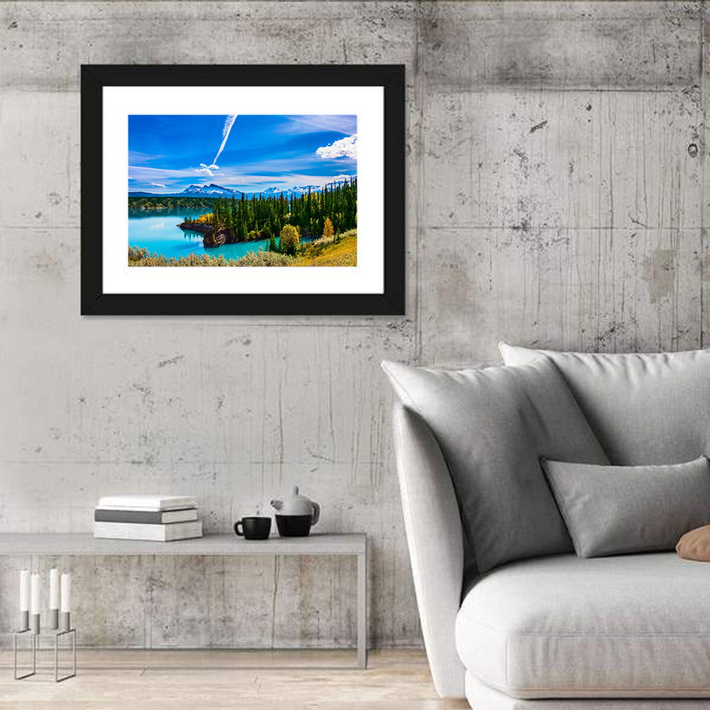 Abraham Lake Shoreline Wall Art in a room, landscape
