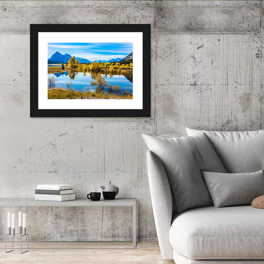 Abraham Lake Reflection, Canadian Rockies Wall Art in a room, landscape